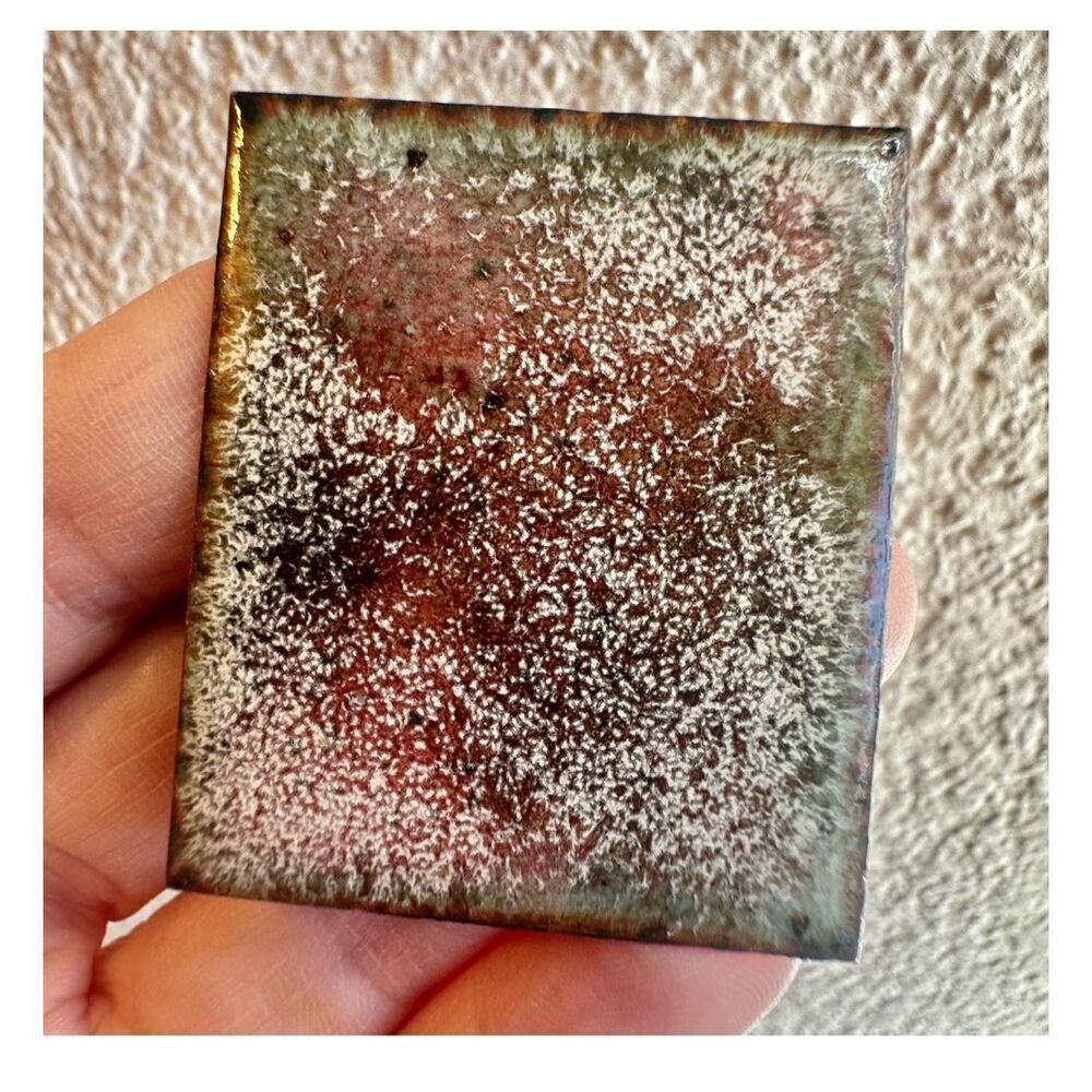 Metal hand painted brooch